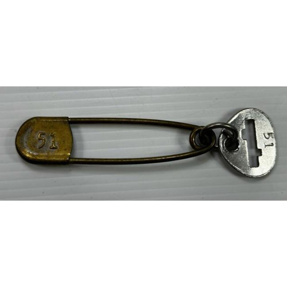 Vintage 5” Key Tag Large Metal Safety Pin Military Laundry 51